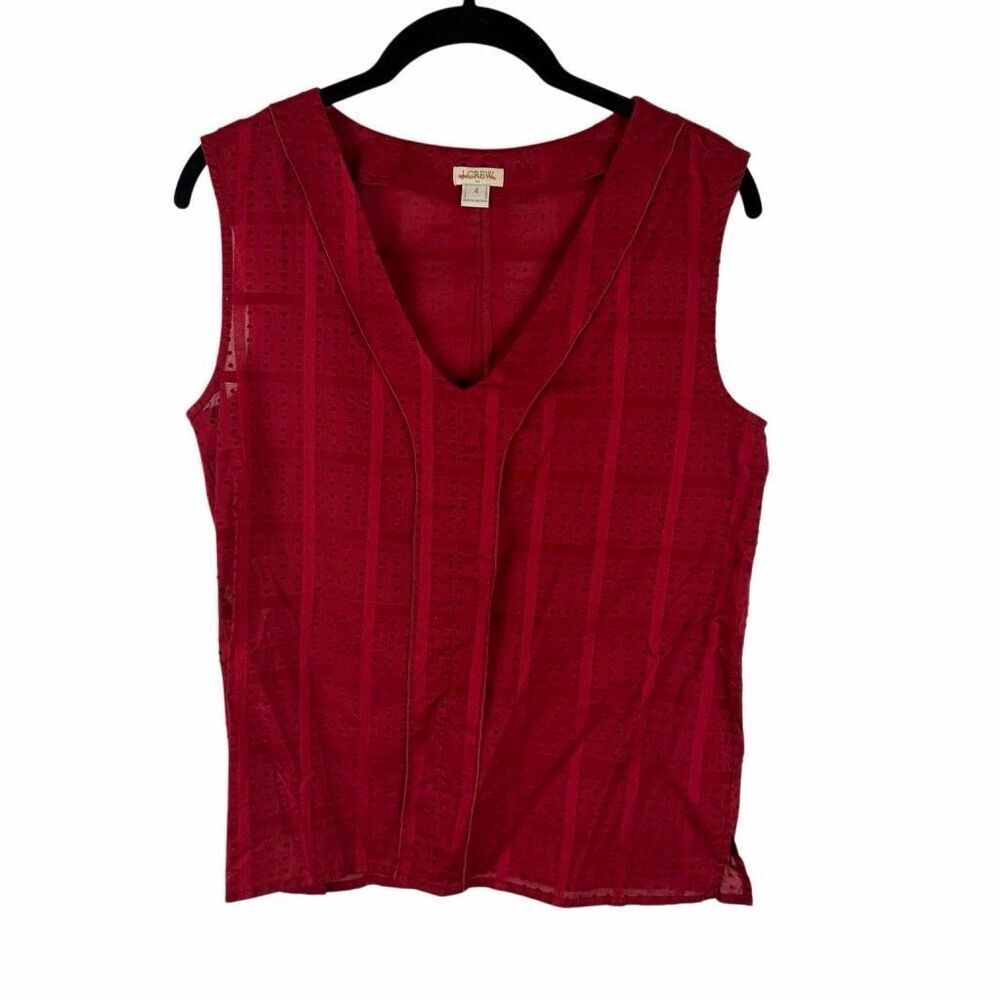 J. Crew Tank Blouse in Red Eyelet- Size 4